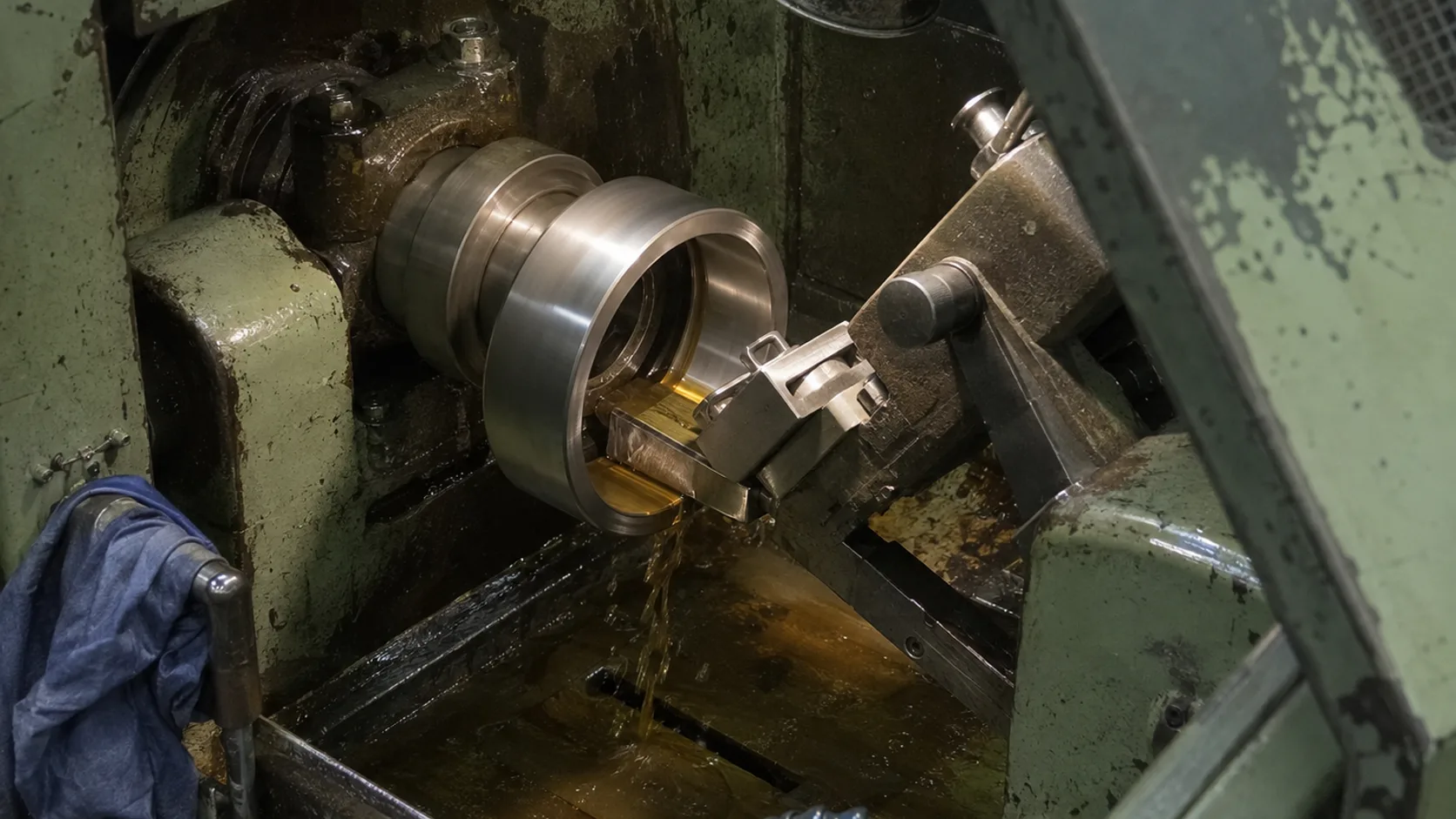 Proses superfinishing presisi lintasan gelinding pada cincin bearing, yang mengendalikan kegelombangan dan kualitas permukaan serta menentukan besarnya kebisingan lintasan gelinding pada bearing jadi